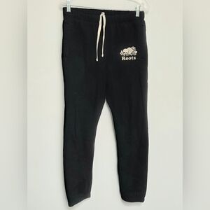 Roots Unisex Sz XS SweatPants Black Tappered Drawstring Joggers